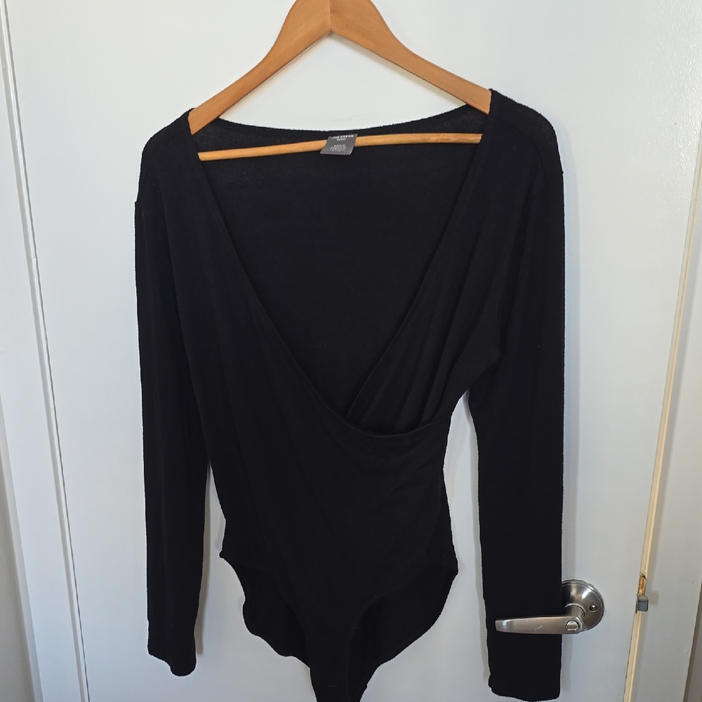 Joe Fresh Black Deep V-Neck Bodysuit